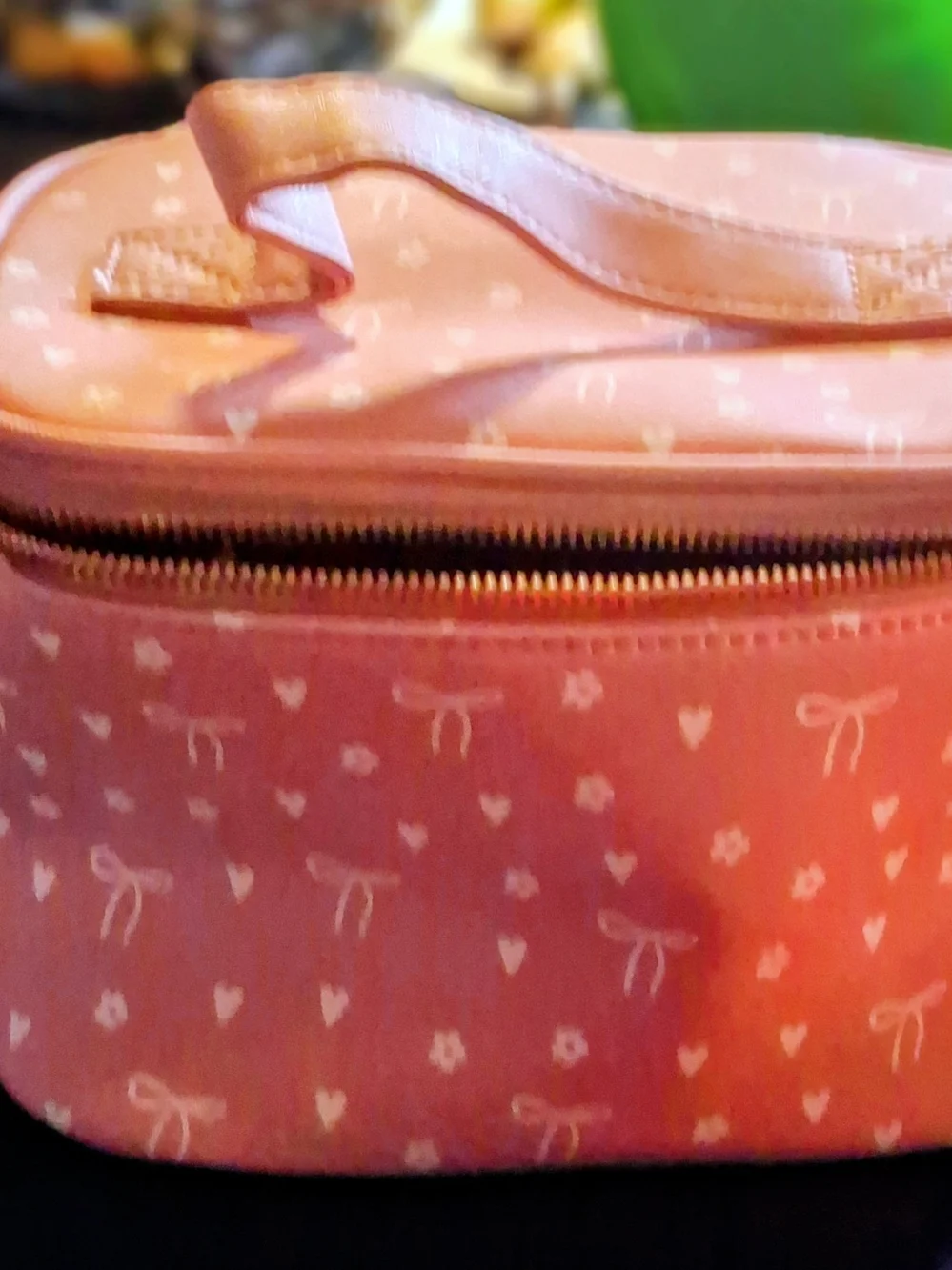 Pink Women's Cosmetic Travel Case with Bow Charm
